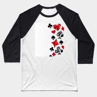 Gray Background with Polygonal Playing Cards Symbols Baseball T-Shirt